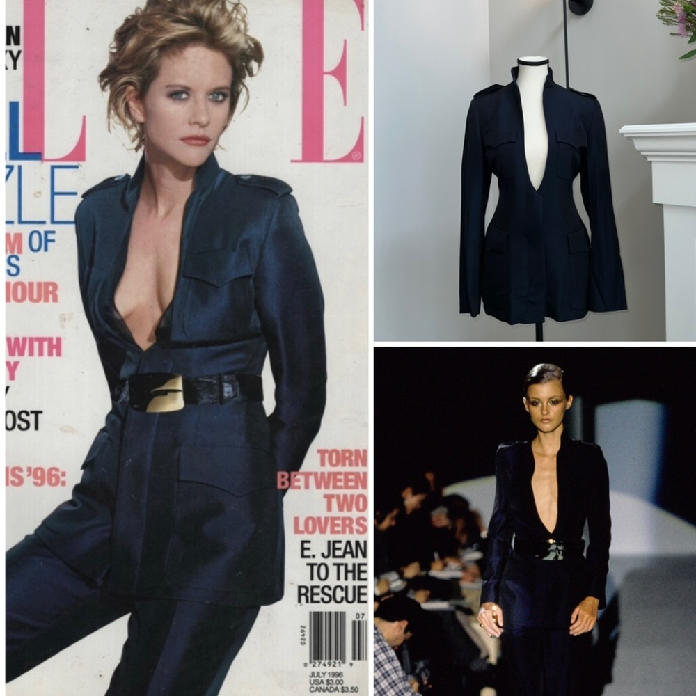 Vintage Gucci By Tom Ford Navy Runway Jacket Size IT 42
